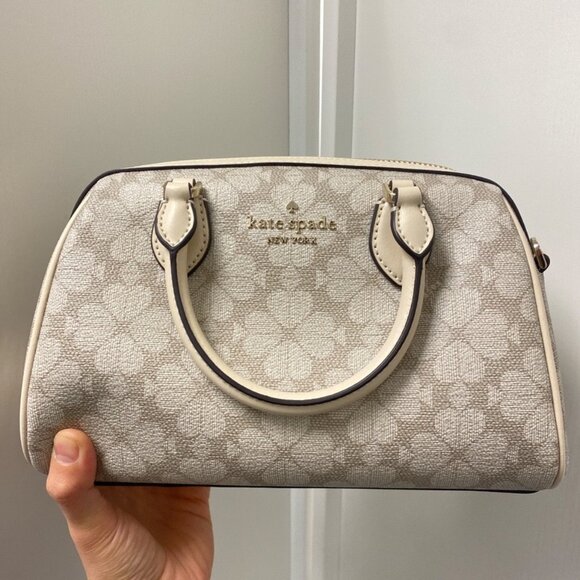 Kate Spade KG483 Spade Flower Small Dolly Duffle in Dark Beige - Picture 1 of 7